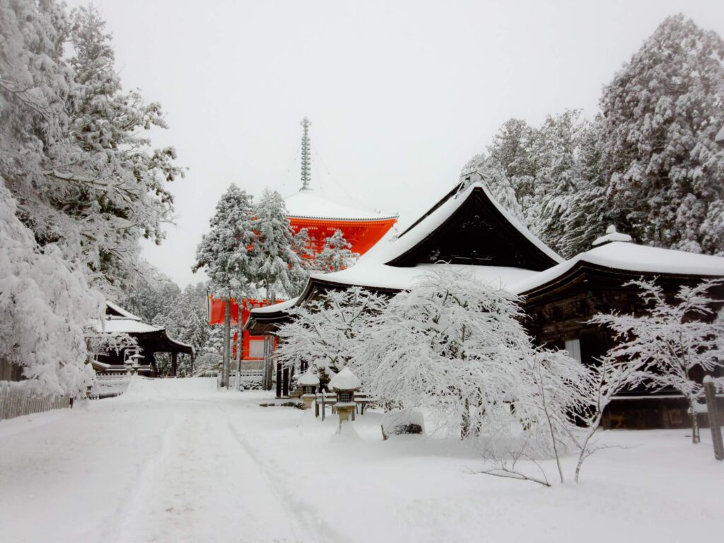 高野山壇上伽藍寺廟群雪景