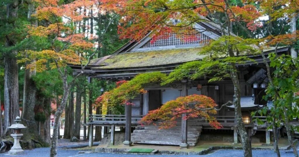 高野山秋季寺院與楓葉景致