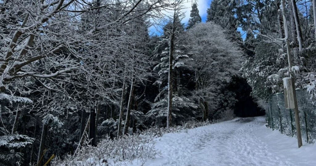 比叡山冬季雪景步道